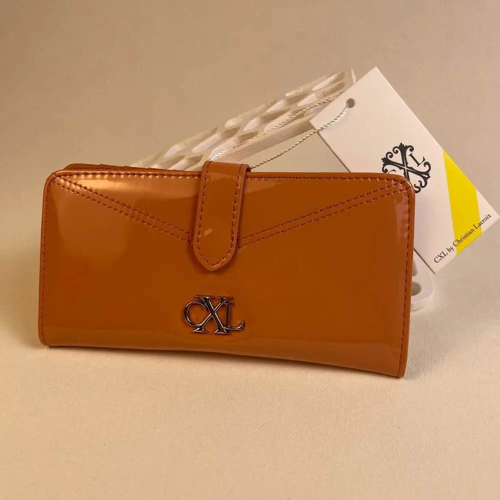 CXL Christian Lacroix Metro Patent Bi-Fold Skinny Wallet Tango NWT $48